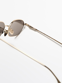 Massimo Dutti Солнцезащитные очки в металлической оправе, золотистый