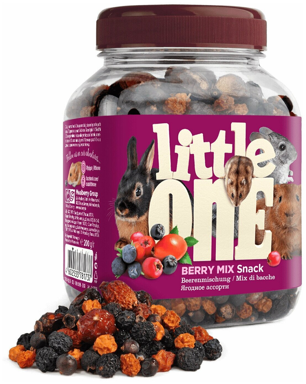ЛИТЛ ВАН Ягодное ассорти Лакомство для всех видов грызунов банка 200 гр