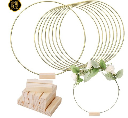 Основа деревянная с прорезями для двух колец 8 * 3 *2 см, 1 штука, цвет натуральный, крепеж для таблички на стол / основа для свадебного декора стола