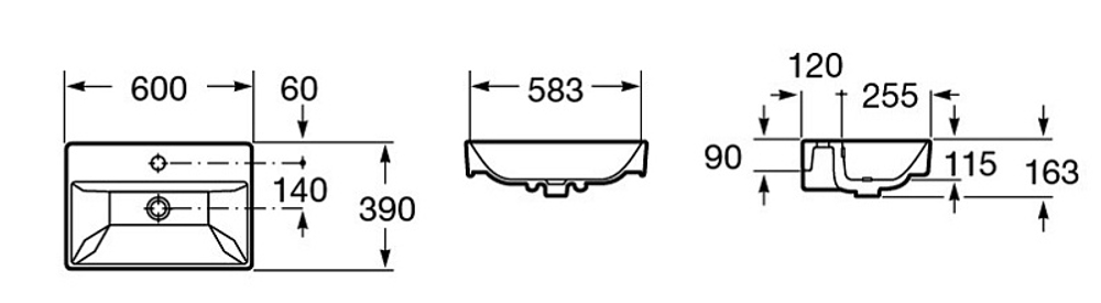 Раковина мебельная ROCA OLETA 600 мм, фарфор, белая (7.3274.C.400.Y)