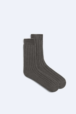 ZARA НОСКИ В РУБЧИК, КОРИЧНЕВЫЙ