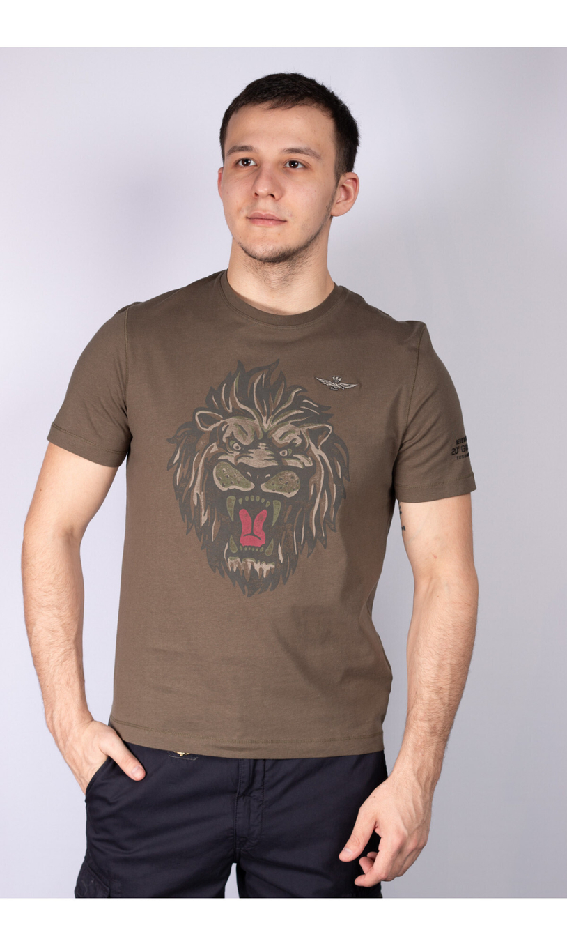 Футболка с принтом льва AERONAUTICA MILITARE