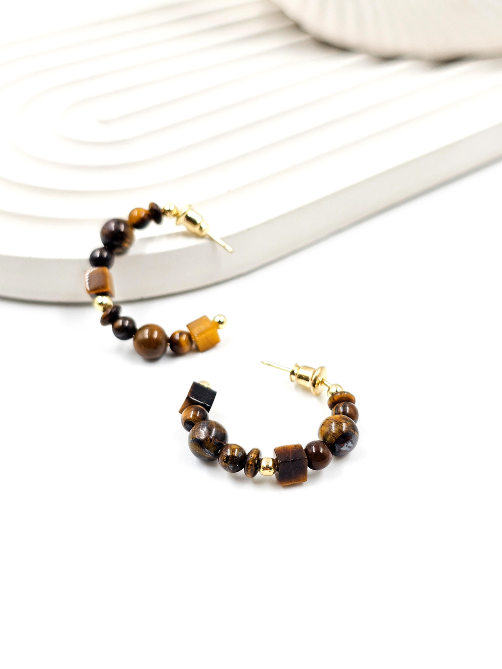 Серьги женские из камня тигровый глаз