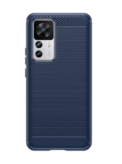 Чехол синего цвета для Xiaomi Mi 12T и Mi 12T Pro, серии Carbon (в стиле карбон) от Caseport