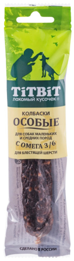 TITBIT Лакомство для собак Колбаски особые с омега-3/6 для мелких и средних пород, 30 г