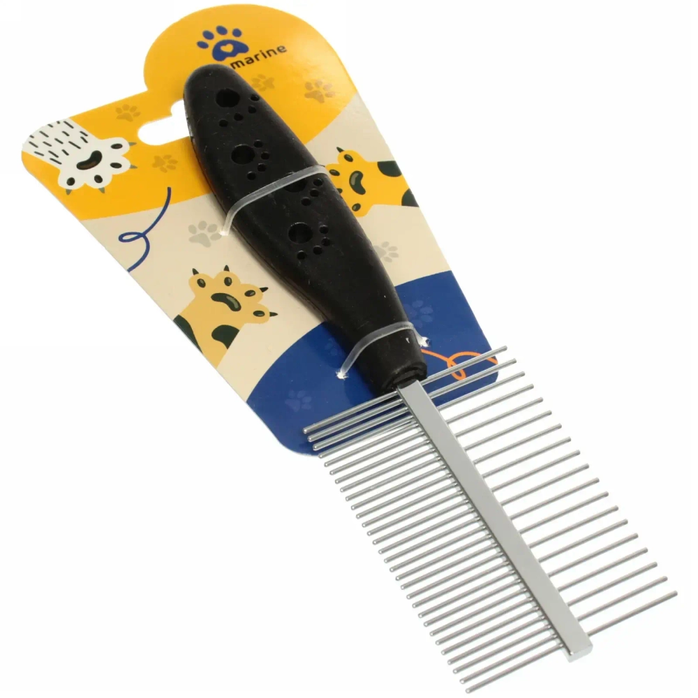 Расческа двухсторонняя для кошек и собак «Алиса», цвет чёрный, 18см (блистер)✦