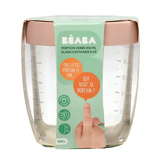 Стеклянный контейнер Beaba Glass Portion Jar 250 ml Old Pink