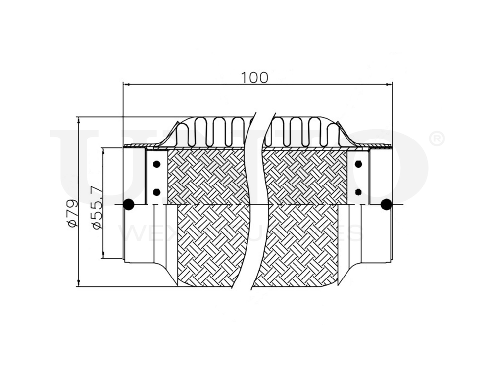 Гофра глушителя 55x100 мм InnerBraid UNIO EXP-55100