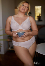 Трусики-шорты Estera из кружевного полотна и сетки (Размер: L) (Цвет: кофейный)