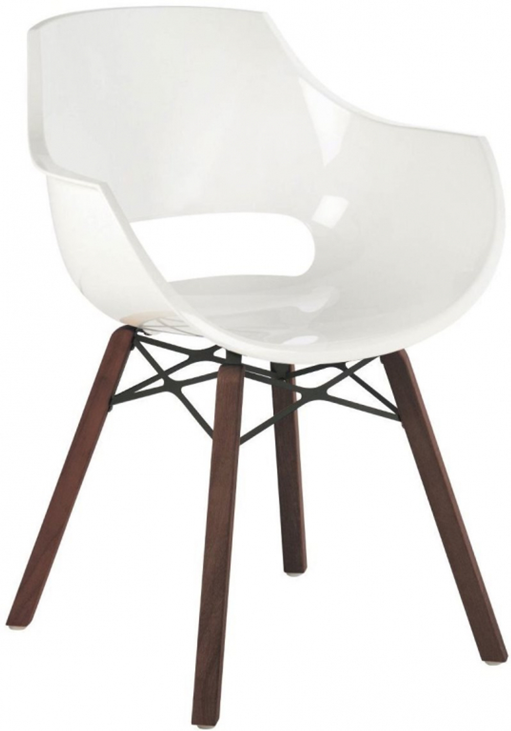 Кресло пластиковое Papatya Opal Wox Iroko, натуральный, белый