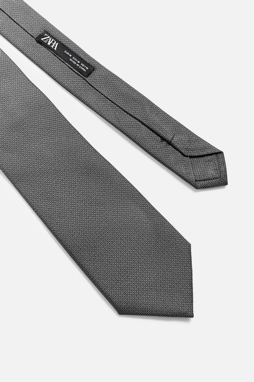 ZARA ГАЛСТУК ИЗ 100% ШЕЛКА С РЕЛЬЕФНЫМ УЗОРОМ, АНТРАЦИТОВО-СЕРЫЙ