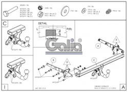 Фаркоп оцинкованный Galia S116A для Subaru Outback 2015-(паспорт и сертификат в комплекте)(без электрики)