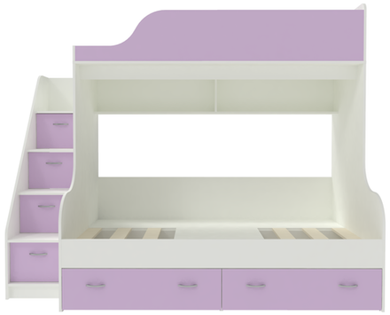 Двухъярусная кровать КарИВи Дуэт-15 с лестницей Комод КарИВиом Белый  Ирис