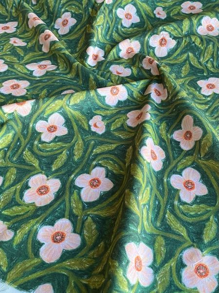 МАЛЬВА НА ЗЕЛЕНОМ, 100% хлопок, Handmade Fabrics 4