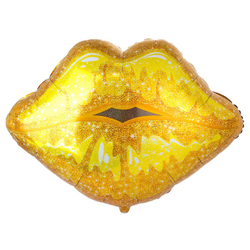 Купить фигурный шар с гелием в виде губ золотого цвета