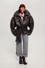 Куртка реглан из экокожи