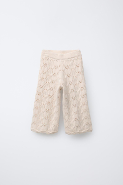 ZARA ТРИКОТАЖНЫЕ БРЮКИ-КЮЛОТЫ, ЭКРЮ