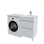 Тумба с умывальником напольная для стиральной машины с ящиками IDDIS Optima Home, 120 см, правая, белая, OPH12RBi95K