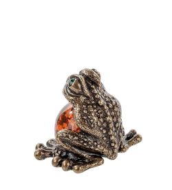 Народные промыслы AM- 422 Фигурка «Лягушка глазастик» (латунь, янтарь)