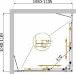 Душевой уголок Cezares Molveno 110x110 MOLVENO-A-22-80+30-C-Cr-IV стекло прозрачное/профиль хром
