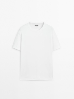 Massimo Dutti Хлопковая футболка-поло с короткими рукавами, белый