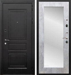 Входная металлическая дверь с зеркалом (RеX) РЕКС 6 Лондон Венге / Пастораль Бетон светлый 16мм