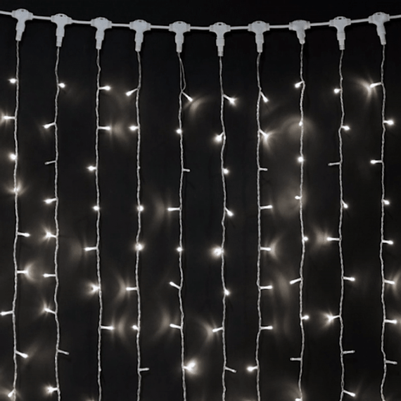 Светодиодный занавес 1*9 м., 220В., 900 холодных белых LED ламп, прозрачный ПВХ, Laitcom (PCL901BL-10-2W)