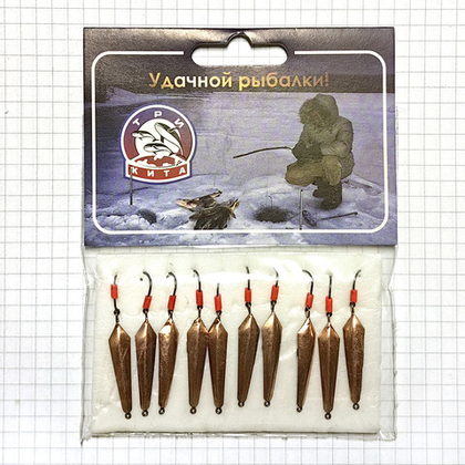 Блесна зимняя с подвесным крючком Три Кита (медь) 2гр (10шт/уп)