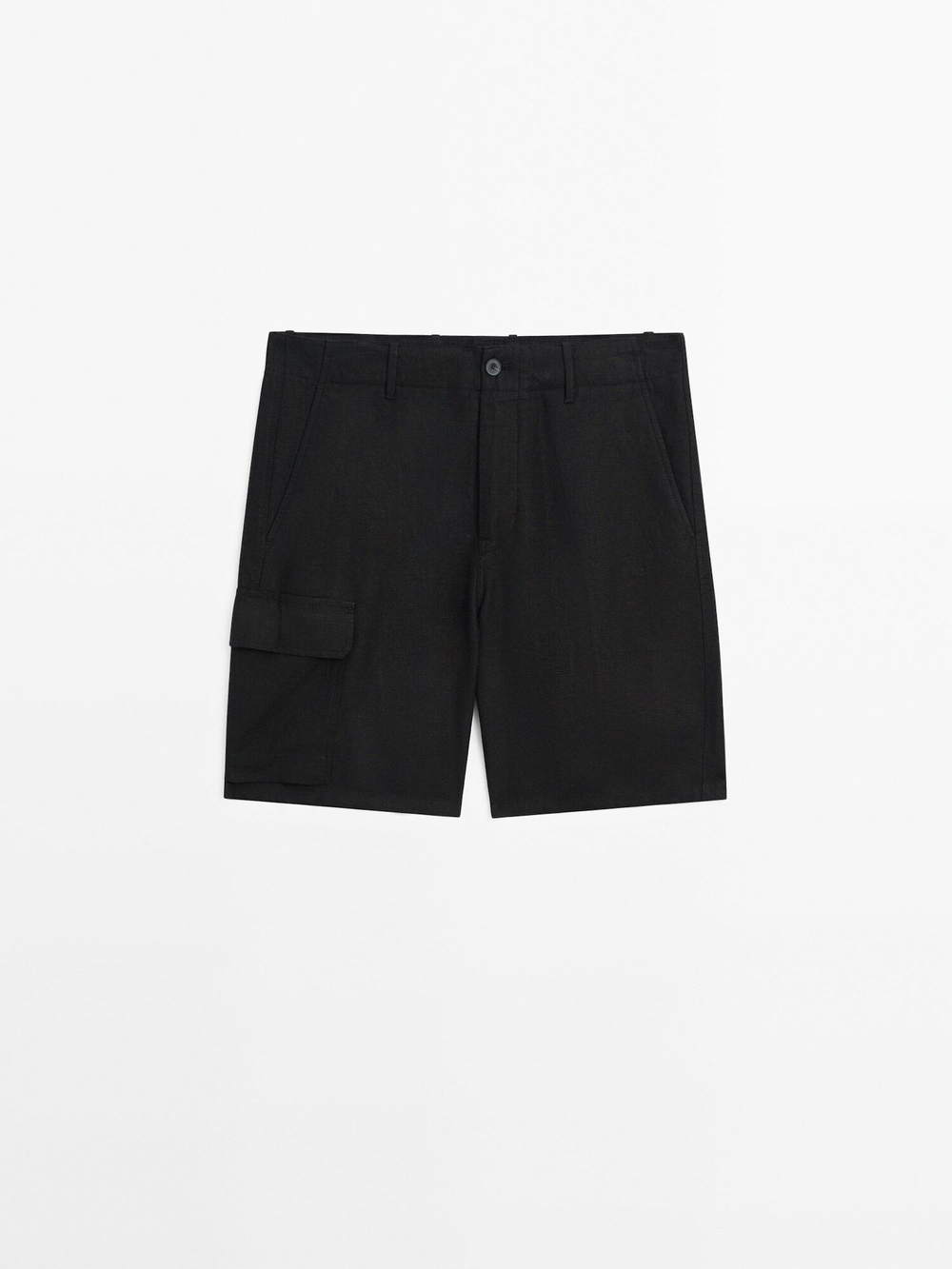 Massimo Dutti 100% льняные шорты-бермуды, черный