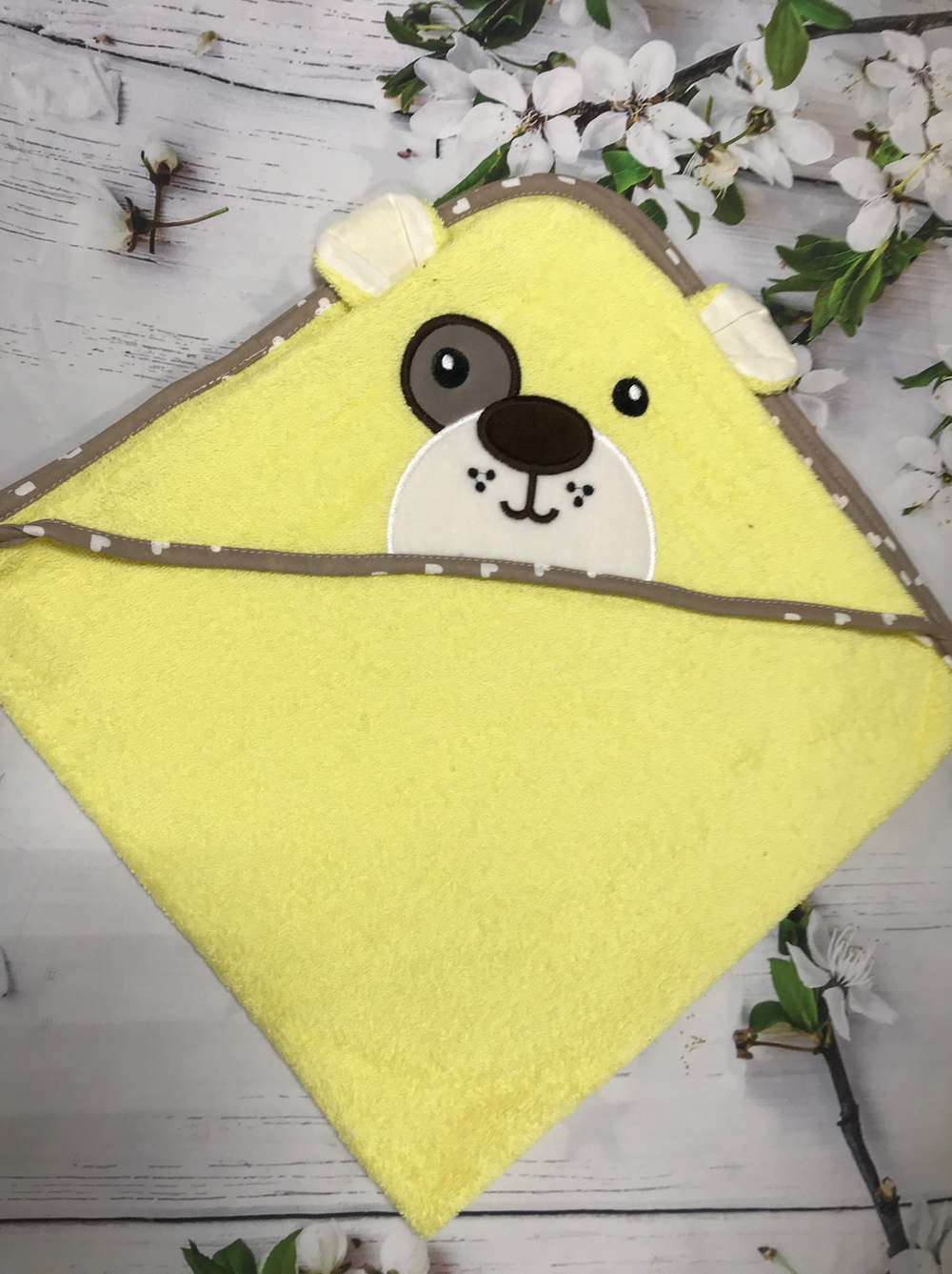 Полотенце - уголок махровый «Мишка, мышка» 80*80 см, (ИП Людин А.В.)