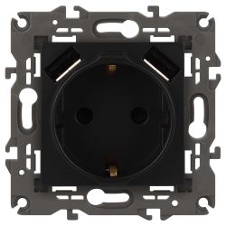 14-4109-05 ЭРА Розетка 2P+E 16A-250В, штор. с 2xUSB 5В-3А, Эра Elegance, антрацит