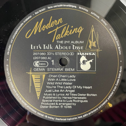 Винтажная виниловая пластинка LP Modern Talking Let's Talk About Love (The 2nd Album) (Germany 1985) Heaven Will Know