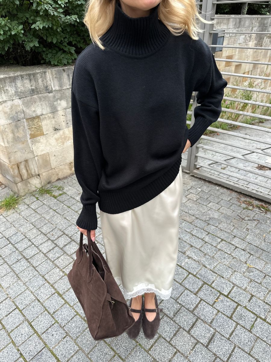 Юбка из шелка с кружевом миди кремовая