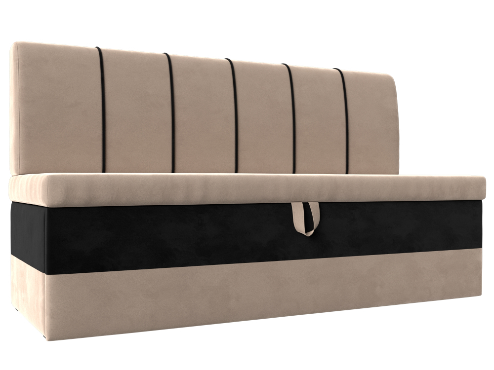 Диван кухонный прямой Энигма, Бежевый\Черный, Велюр, 112881