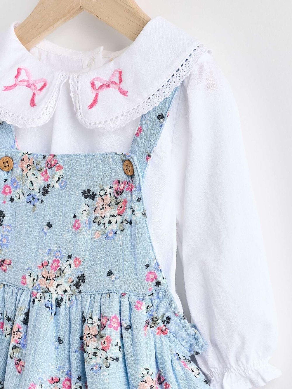 Боди с длинным рукавом и комбинезон в комлекте для малышей Next B59-145, Белый, Голубой