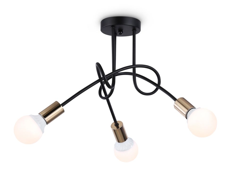 Потолочный светильник в стиле лофт TR80415/3 BK/GD черный/золото E27/3 max 60W D670*370