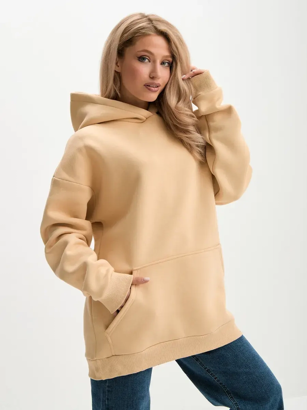 Худи оверсайз с капюшоном теплое с начесом