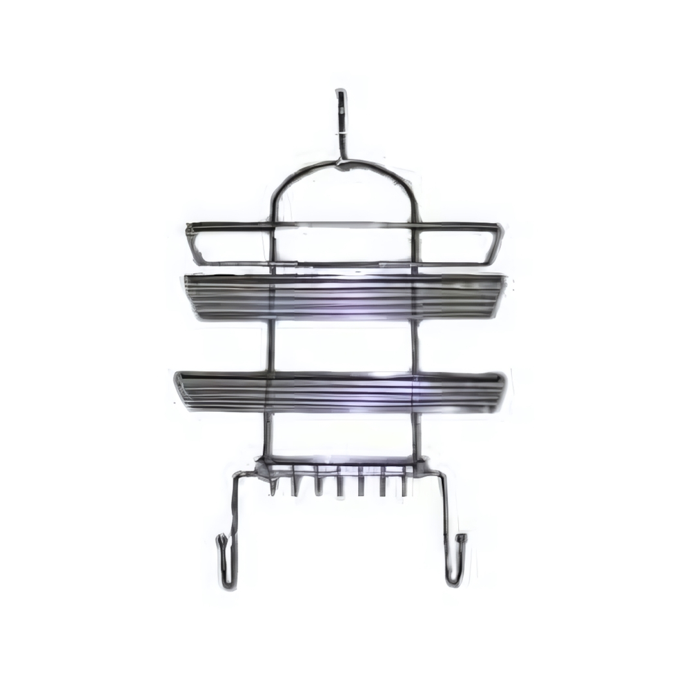 Полка для ванной комнаты настенная (2 полочки+мыльница+крючки) нерж сталь