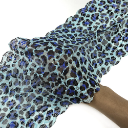 Кружево эластичное леопардово-голубое 16,5 см