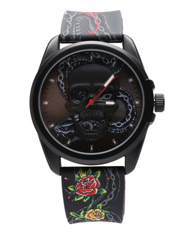 Часы наручные Ed Hardy Black Textured Silicone Strap 48 mm