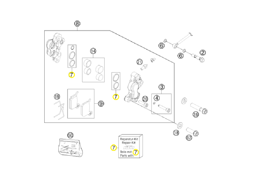 Манжета переднего тормозного суппорта KTM, HQV, GASGAS MC-50 к-кт