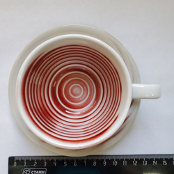 310503.3 Кружка с блюдцем "Красно-белый" В ПОДАРОЧНОЙ КОРОБКЕ, 100мл, 13*13*6,5, керамика