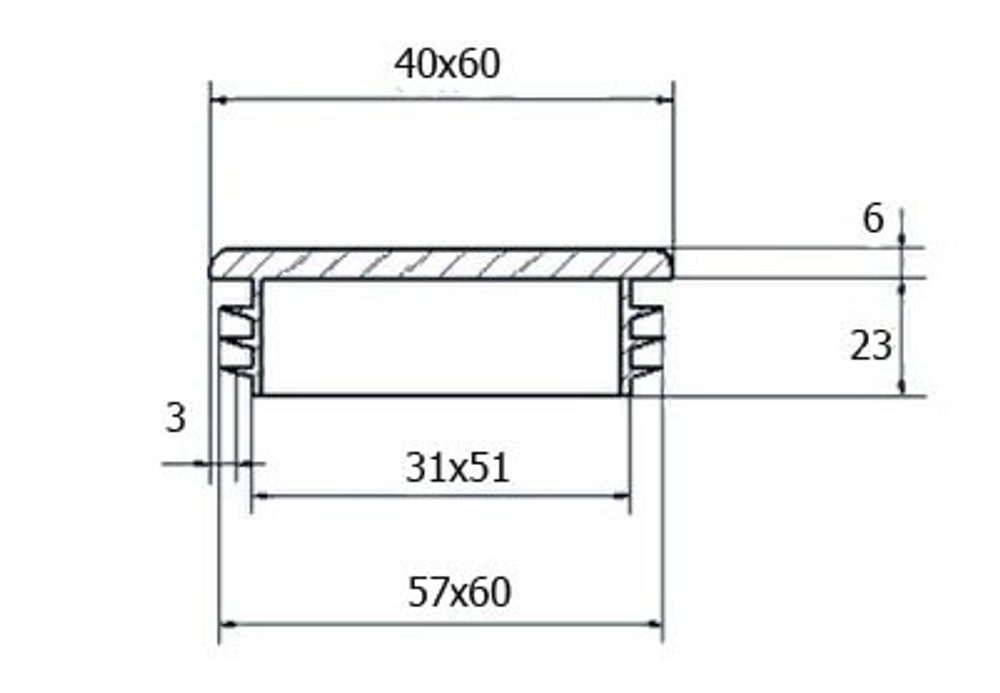 Заглушка 60х40 мм прямоугольная для профильных труб
