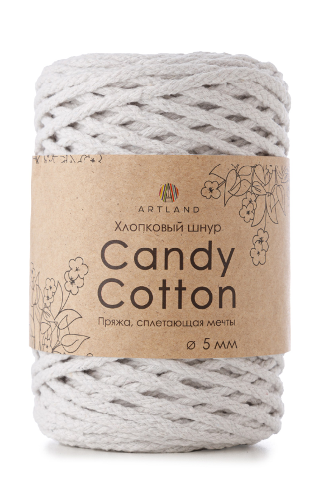 Плетёный шнур Candy cotton 5 мм, 500 гр, 100% х/б, 100 м, белый