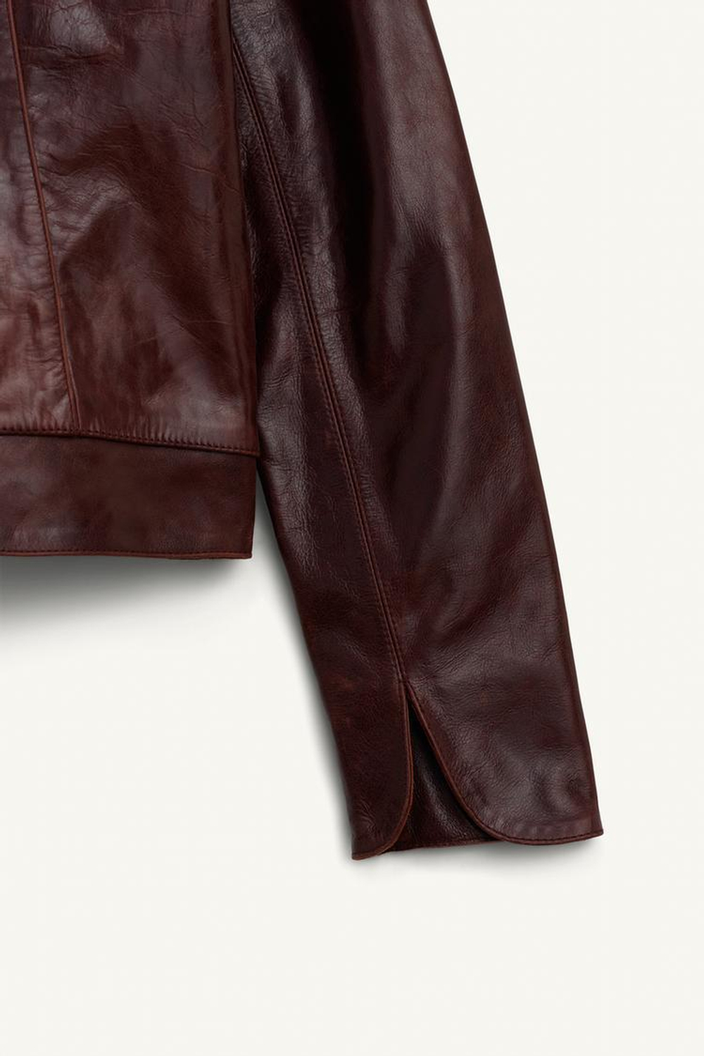 ZARA КУРТКА ИЗ НАТУРАЛЬНОЙ КОЖИ, БОРДОВЫЙ