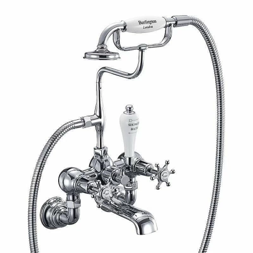 Смеситель для ванны Burlington BIR17A-QT хром/ручки белые