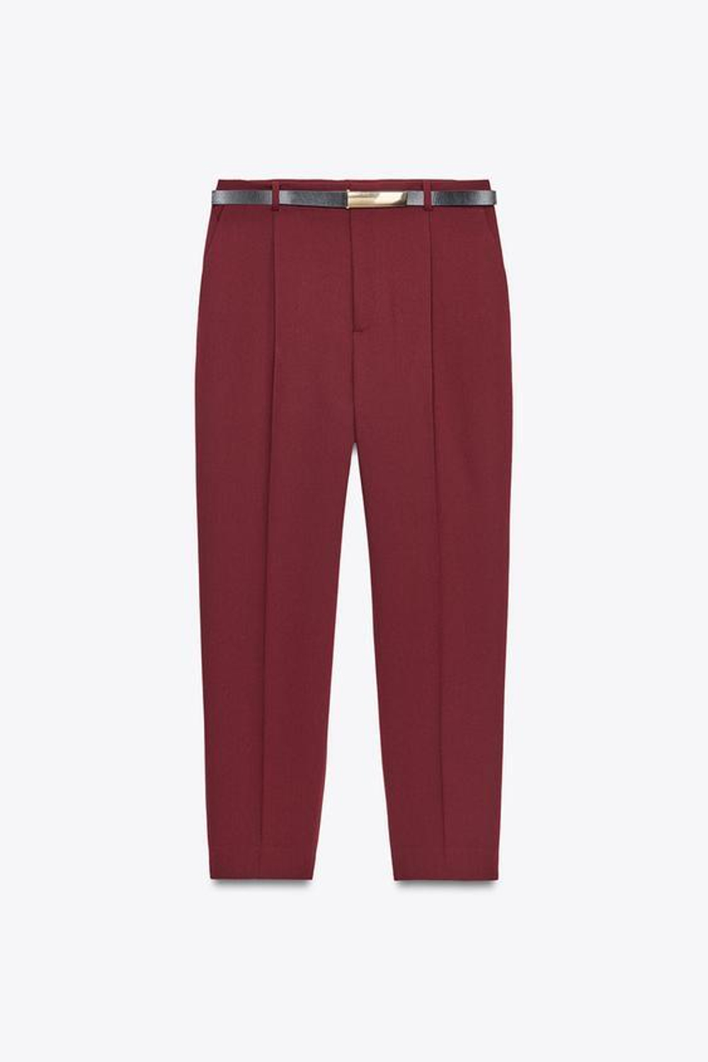 ZARA ПРЯМЫЕ БРЮКИ С ВЫСОКОЙ ПОСАДКОЙ, ГРАНАТОВЫЙ