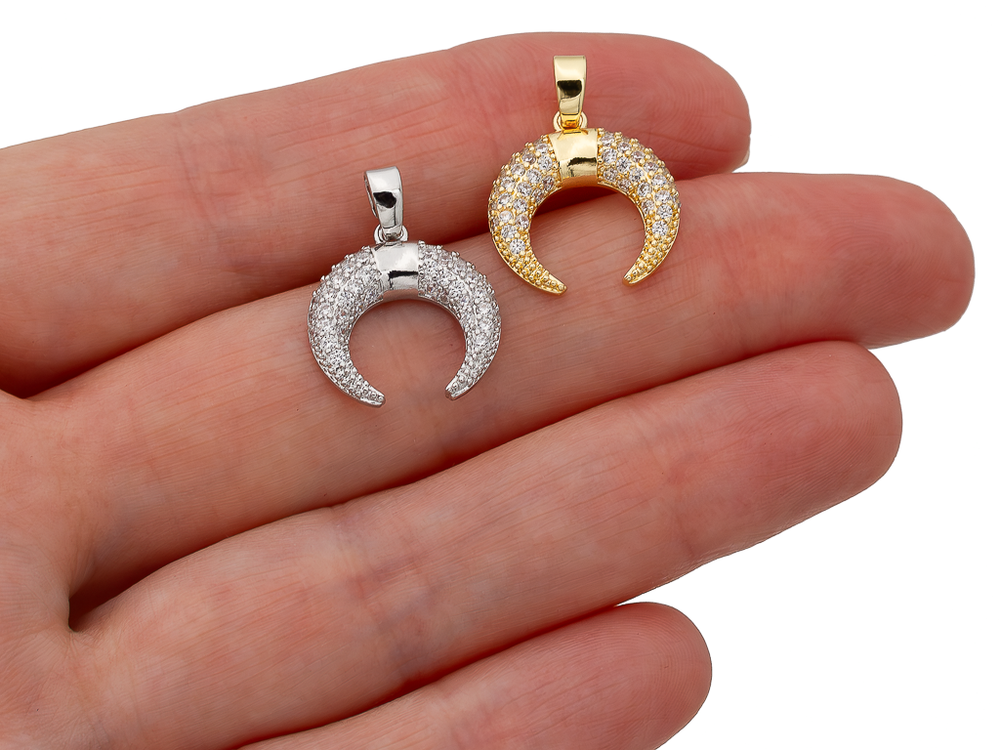 Подвеска "Лунница", 16х15мм со стразами