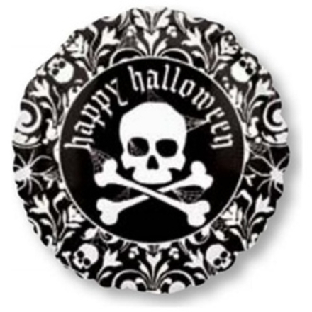 Шар (18"/46 см) Круг, Хэллоуин Череп с орнаментом 1 шт.