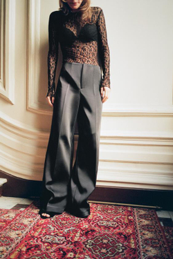 ZARA АТЛАСНЫЕ БРЮКИ С ВЫСОКОЙ ПОСАДКОЙ, ЧЕРНЫЙ